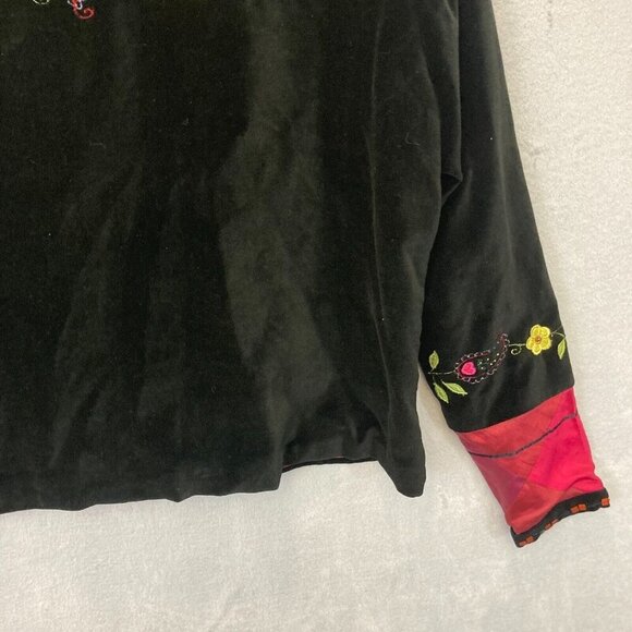 NEW Coldwater Creek Silk Velvet Blazer Jacket Womens Large Mixed Media Floral - Picture 14 of 15